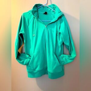 Athleta Triumph 486251 Full Zip Green Hoodie Womens Sz L PTP 20.5"